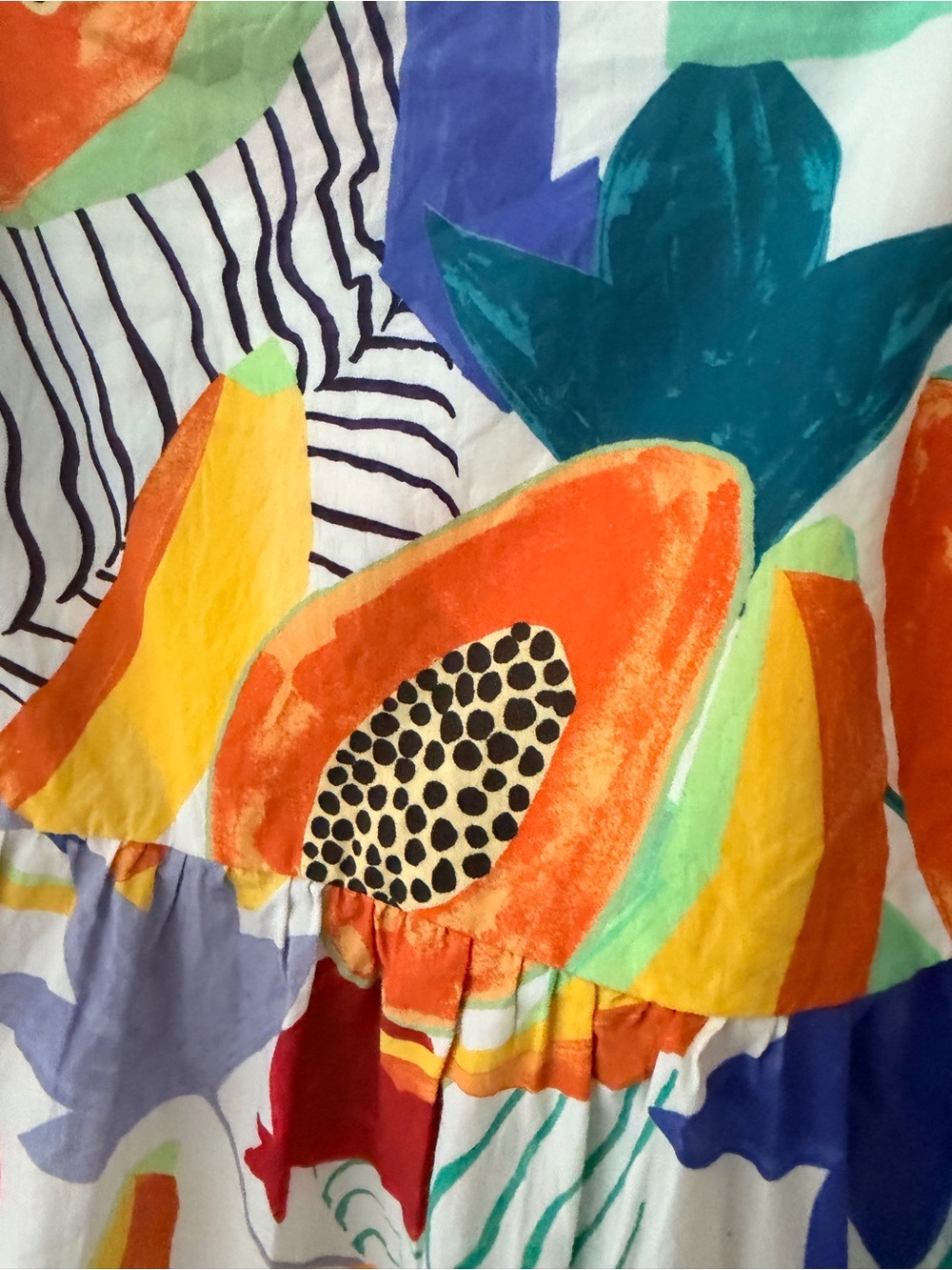 Oliphant Multi-Color bubble hem Puff Sleeve papaya Mini Dress S NEW - Picture 6 of 15
